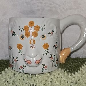 Anthropologie Lion Floral mug